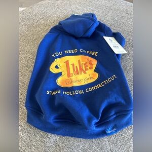 Gilmore Girls Luke’s Blue Dog Hooded Sweatshirt Pet Size Large- NWT-Stars Hollow